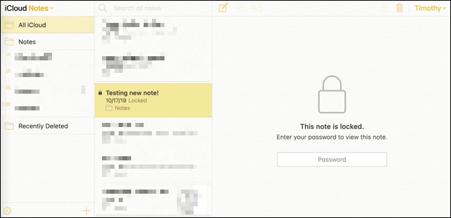 Unlock locked note in Apple Notes