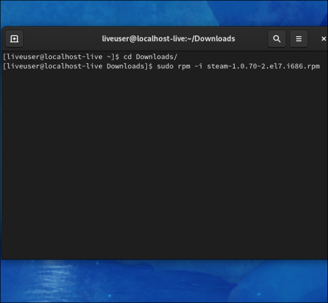 Use rpm install steam