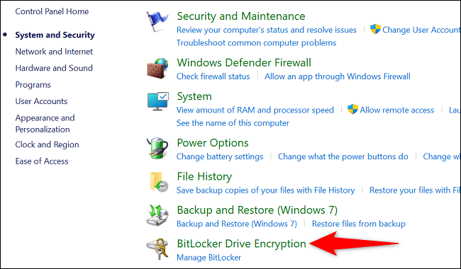 Select "BitLocker Drive Encryption."