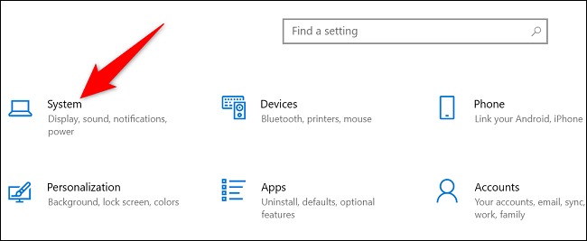 Select "System" in Settings.