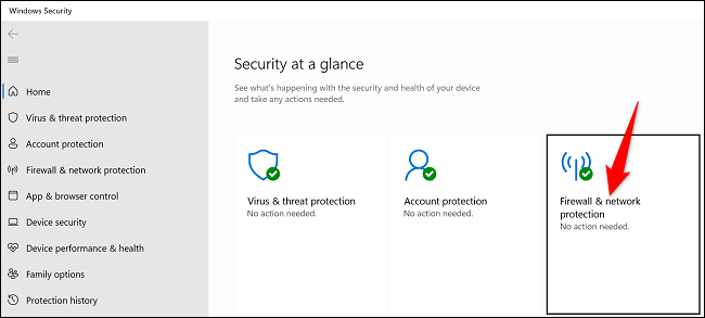 Select "Firewall & Network Protection."