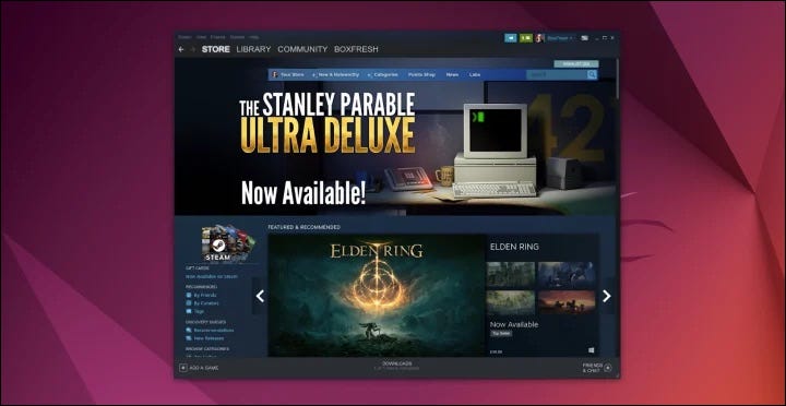 image of Steam on Ubuntu