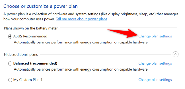 Select "Change Plan Settings."