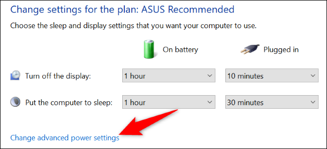 Choose "Change Advanced Power Settings."