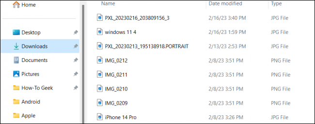 Downloads folder on Windows.