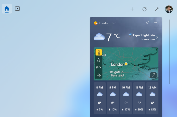 Weather widget.