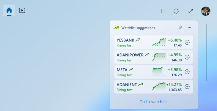 Watchlist widget.