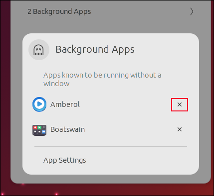 The GNOME 44 background applications menu